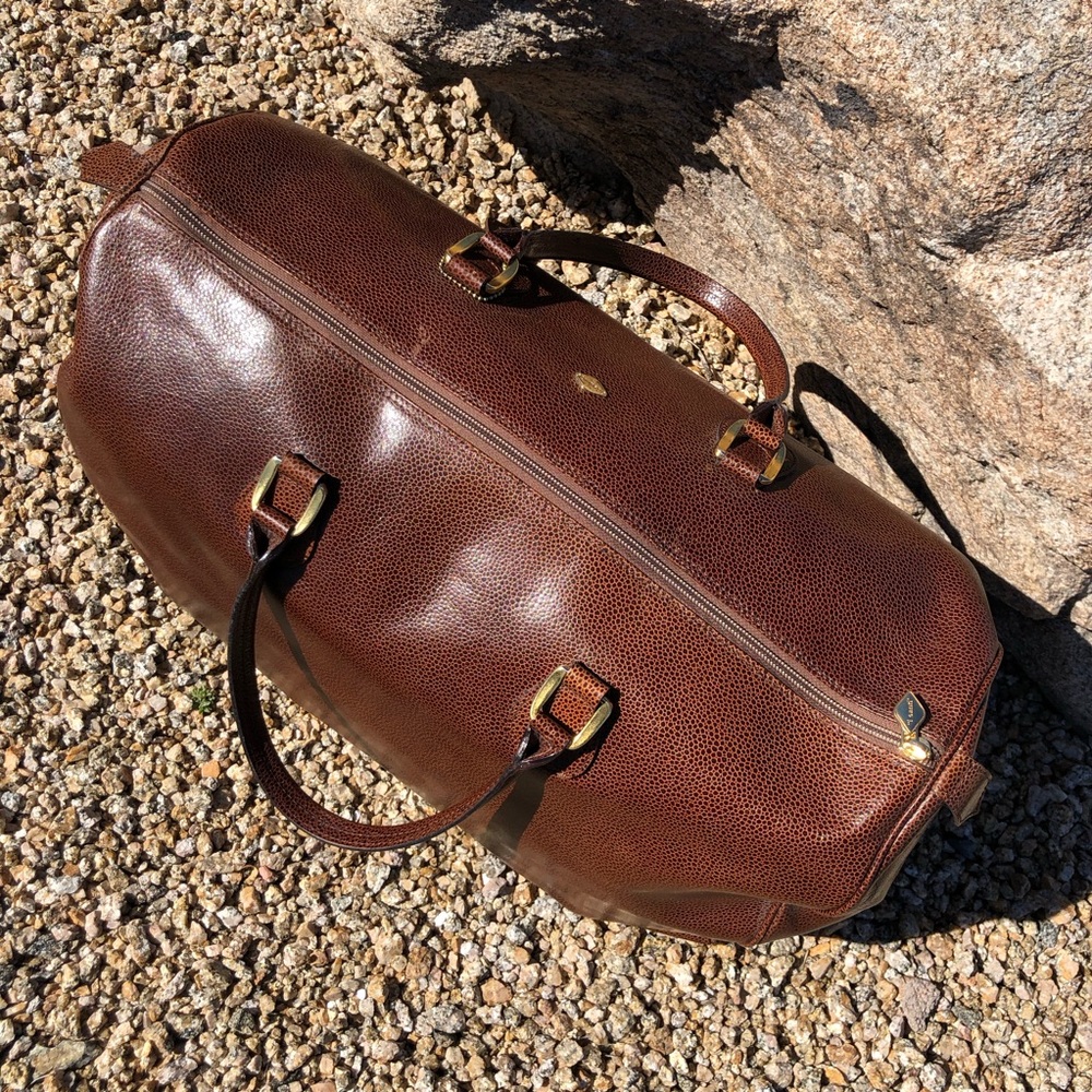 I Santi VTG Pebble Leather Duffel Bag Weekender ๐ผ - Picture 7 of 12